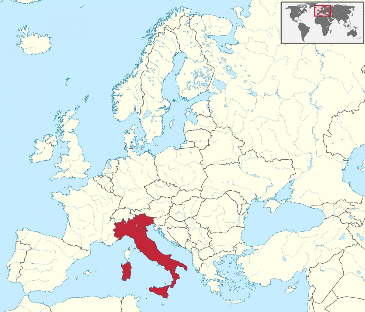 Posizione Italia sulla mappa dell'Europa