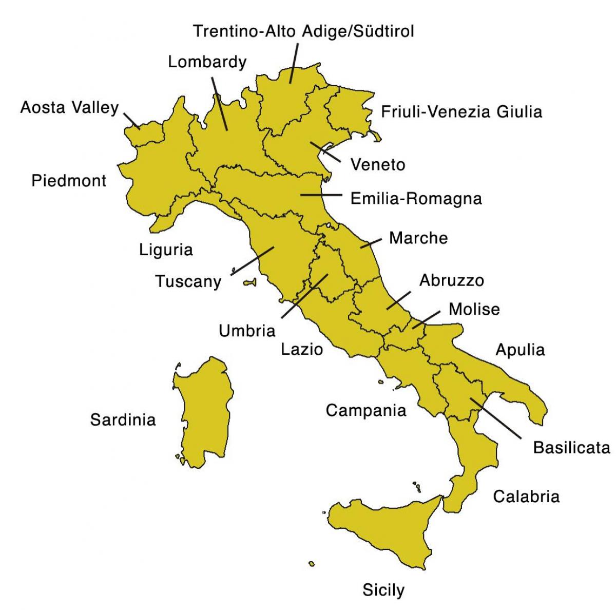 Mappa delle aree italiane