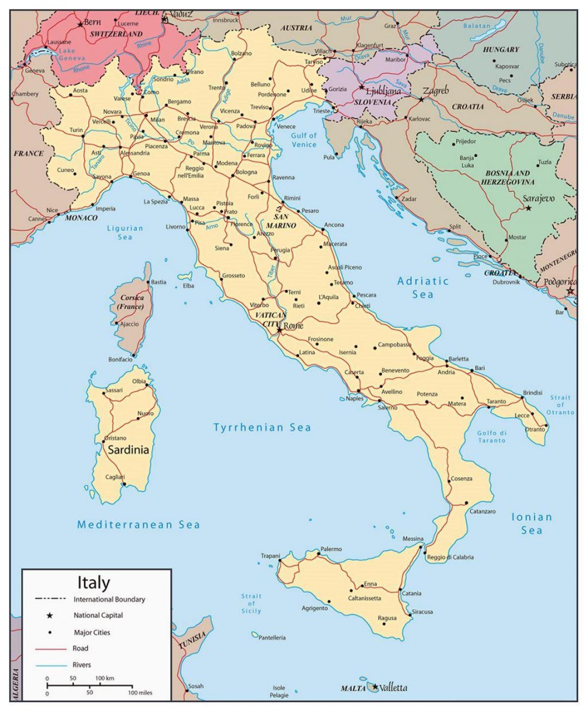 Mappa dei fiumi in Italia