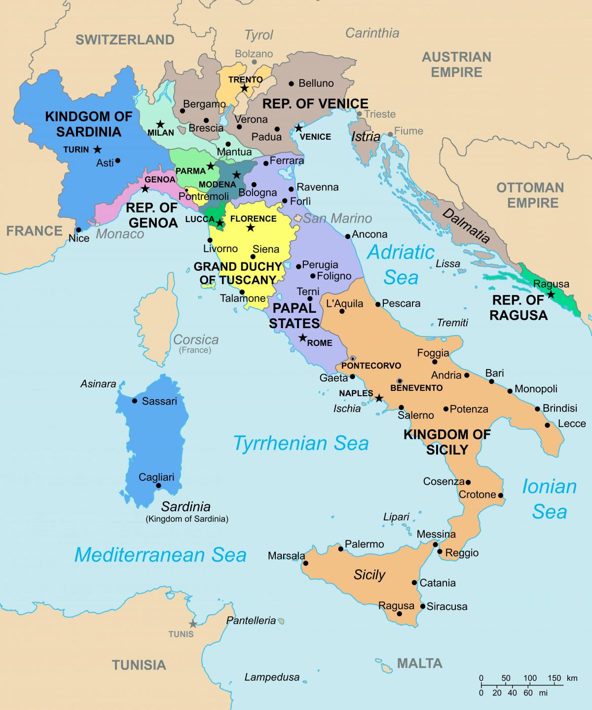 Mappa dello stato dell'Italia