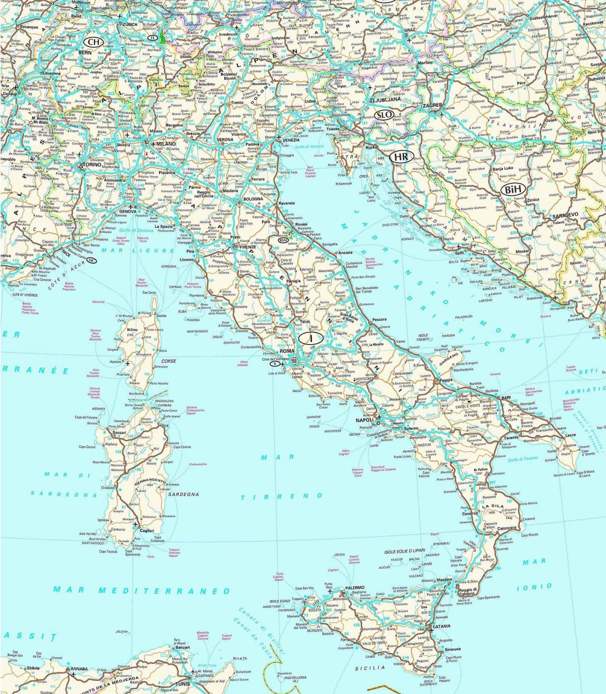 Mappa stradale dell'Italia
