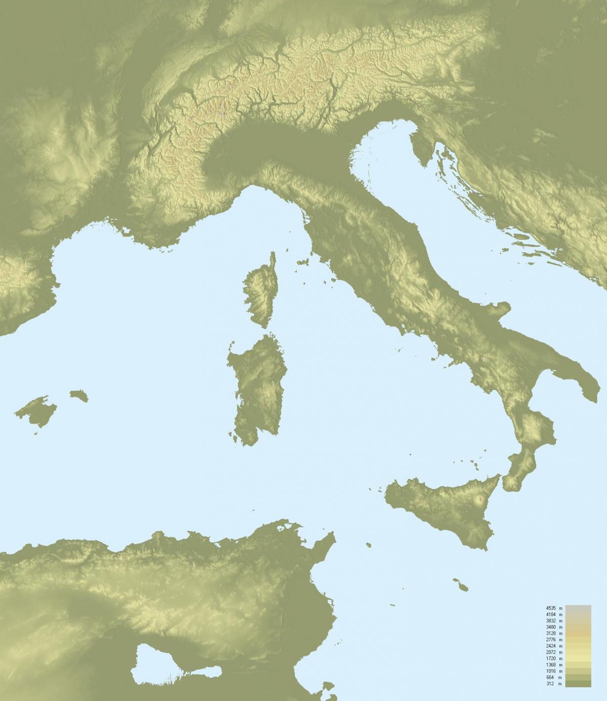 Mappa topografica di Italia