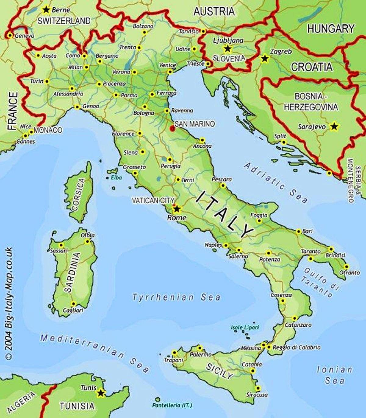 Mappa dell'Italia e dei paesi confinanti